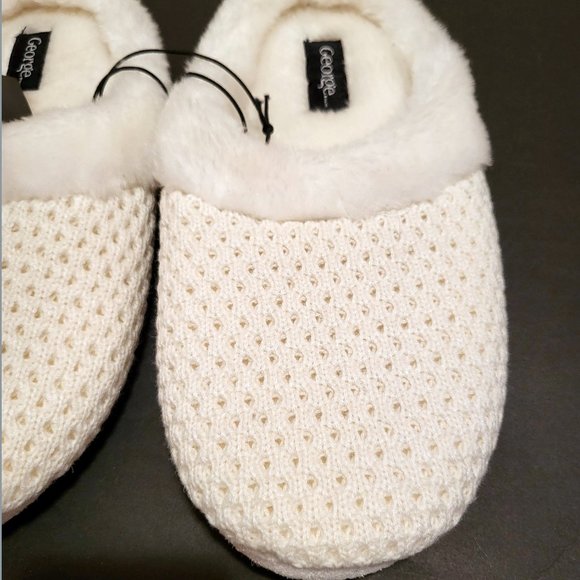 NEW George Ladies Slippers, Off-White, 9/10, L - Picture 4 of 11